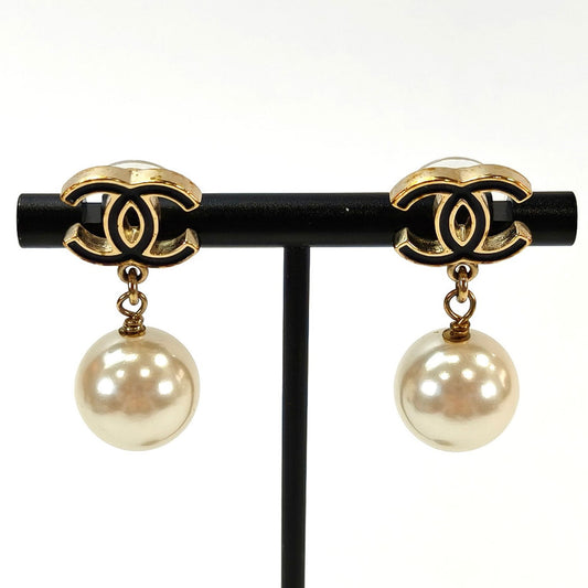 CHANEL シャネル ココマーク パール ピアス ブラック 管理番号：8614
