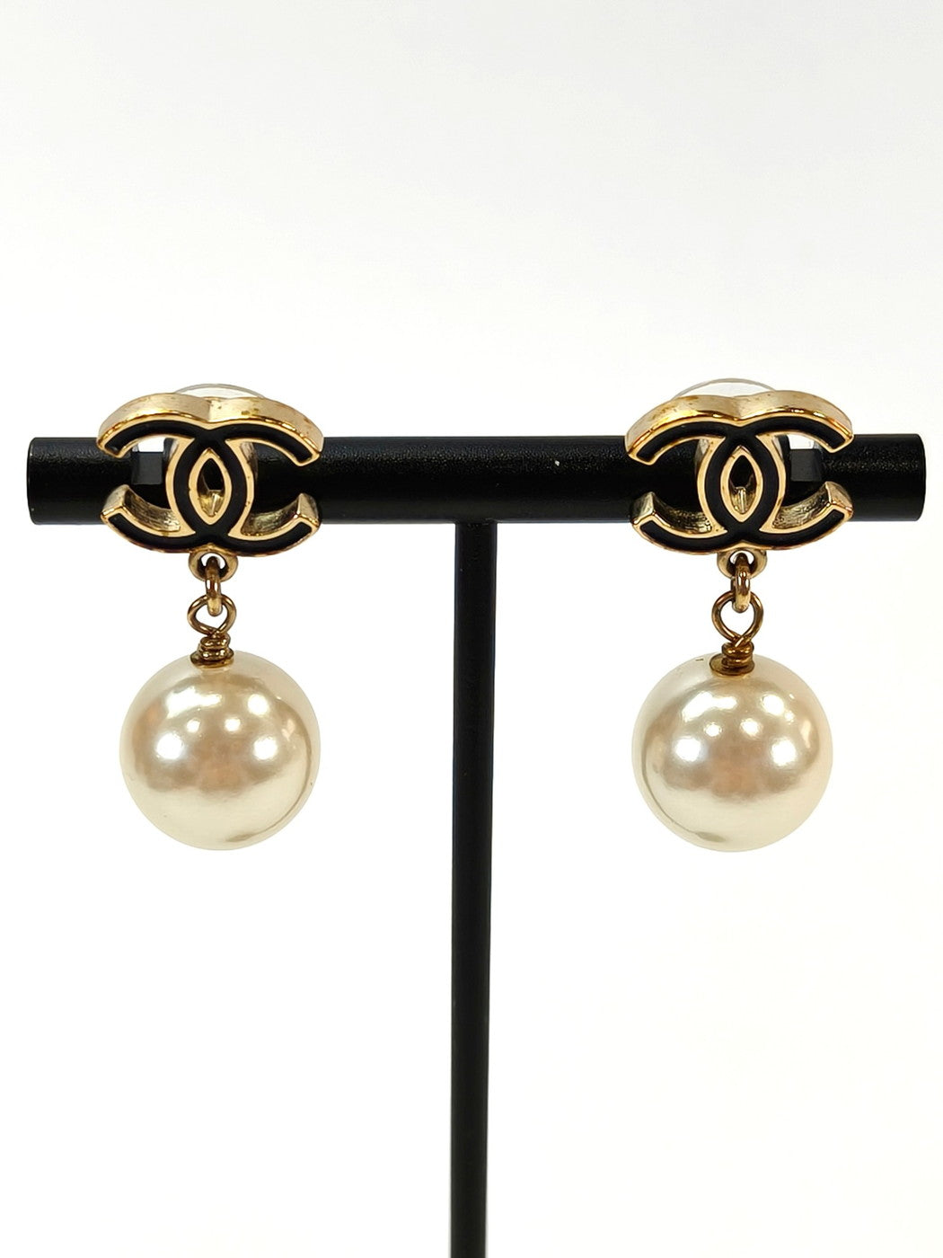 CHANEL シャネル ココマーク パール ピアス ブラック 管理番号：8614