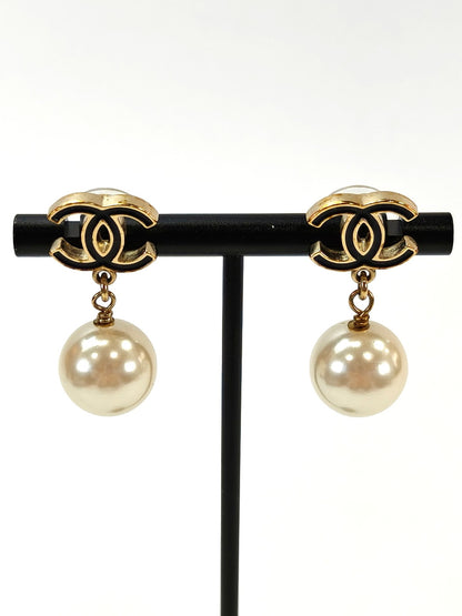 CHANEL シャネル ココマーク パール ピアス ブラック 管理番号：8614