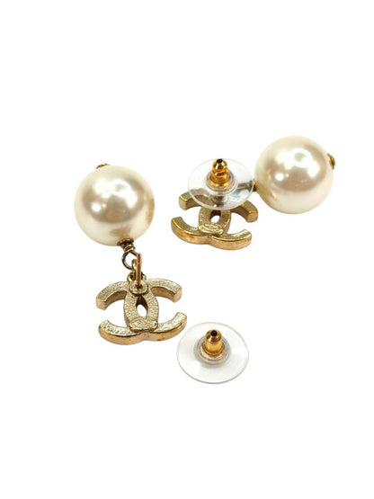CHANEL シャネル ココマーク パール ピアス ブラック 管理番号：8614