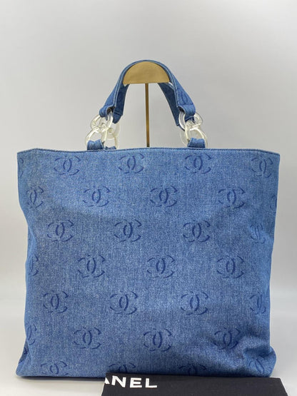 シャネル CHANEL ココマーク プラチェーン トートバッグ A18091 デニム IDG モノグラム 管理番号：8739