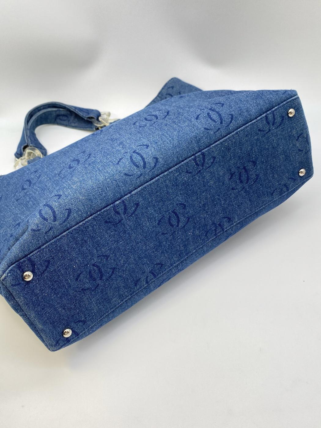 シャネル CHANEL ココマーク プラチェーン トートバッグ A18091 デニム IDG モノグラム 管理番号：8739