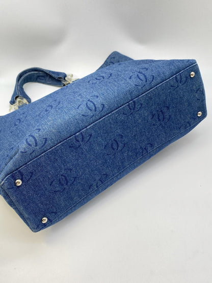 シャネル CHANEL ココマーク プラチェーン トートバッグ A18091 デニム IDG モノグラム 管理番号：8739
