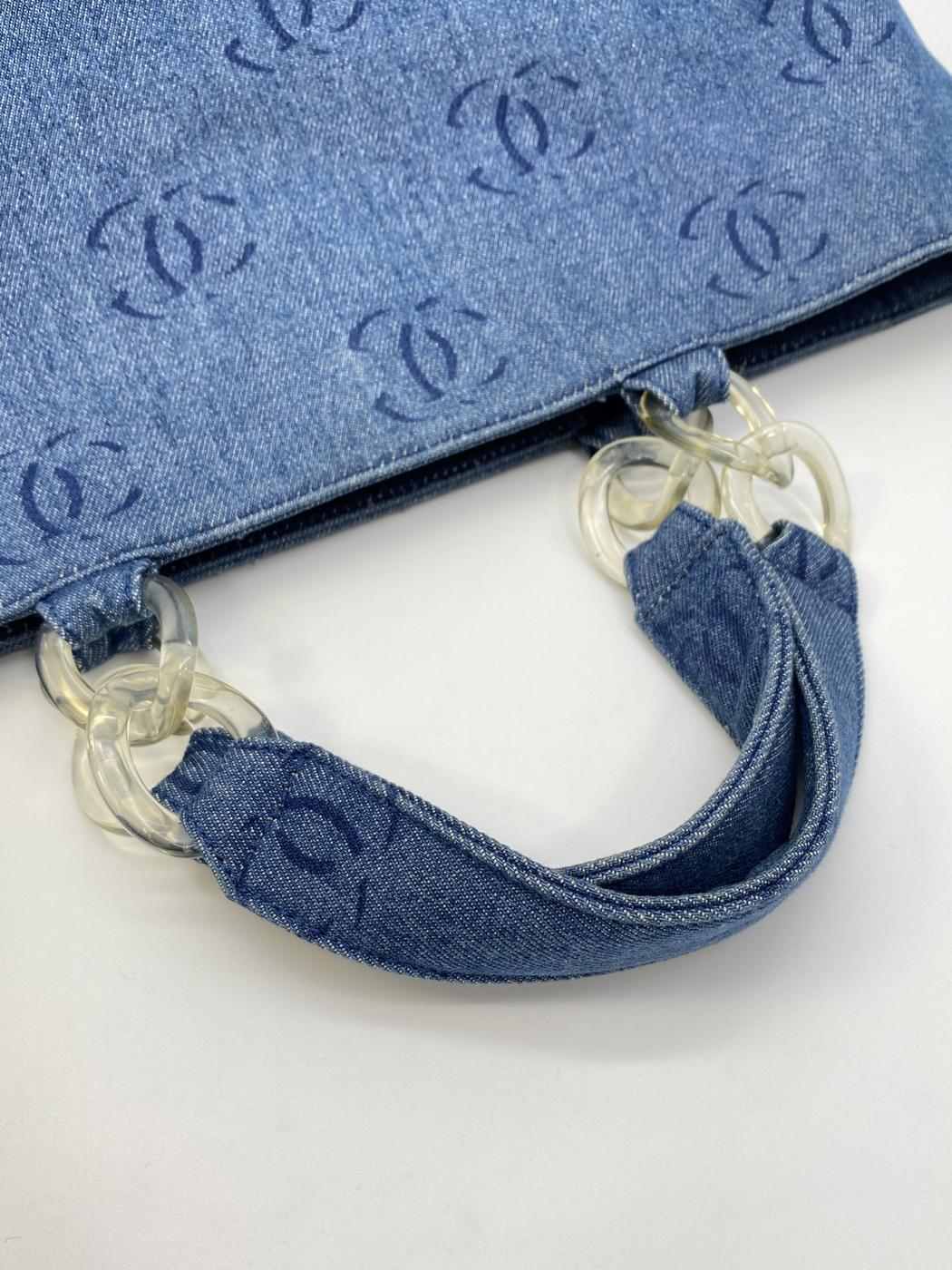 シャネル CHANEL ココマーク プラチェーン トートバッグ A18091 デニム IDG モノグラム 管理番号：8739