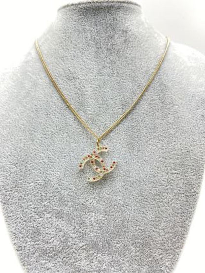 CHANEL Coco Mark Necklace, Multicolored Rhinestones, GP, 2004 Model, Women's, Plastic, Reference Number: 8777