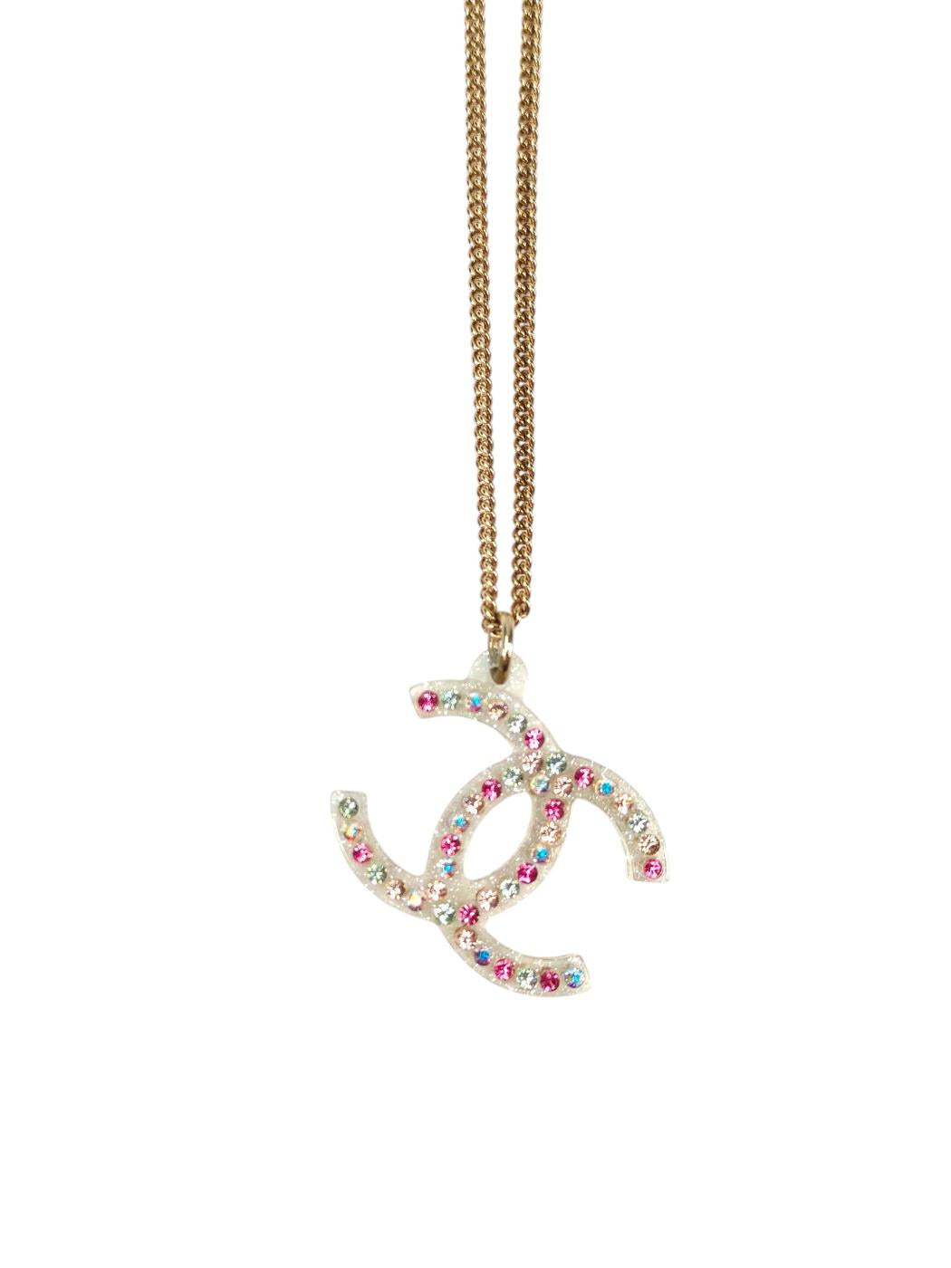 シャネル CHANEL ココマークネックレス マルチカラー ラインストーン GP 04年モデル レディース プラスチック 管理番号：8777