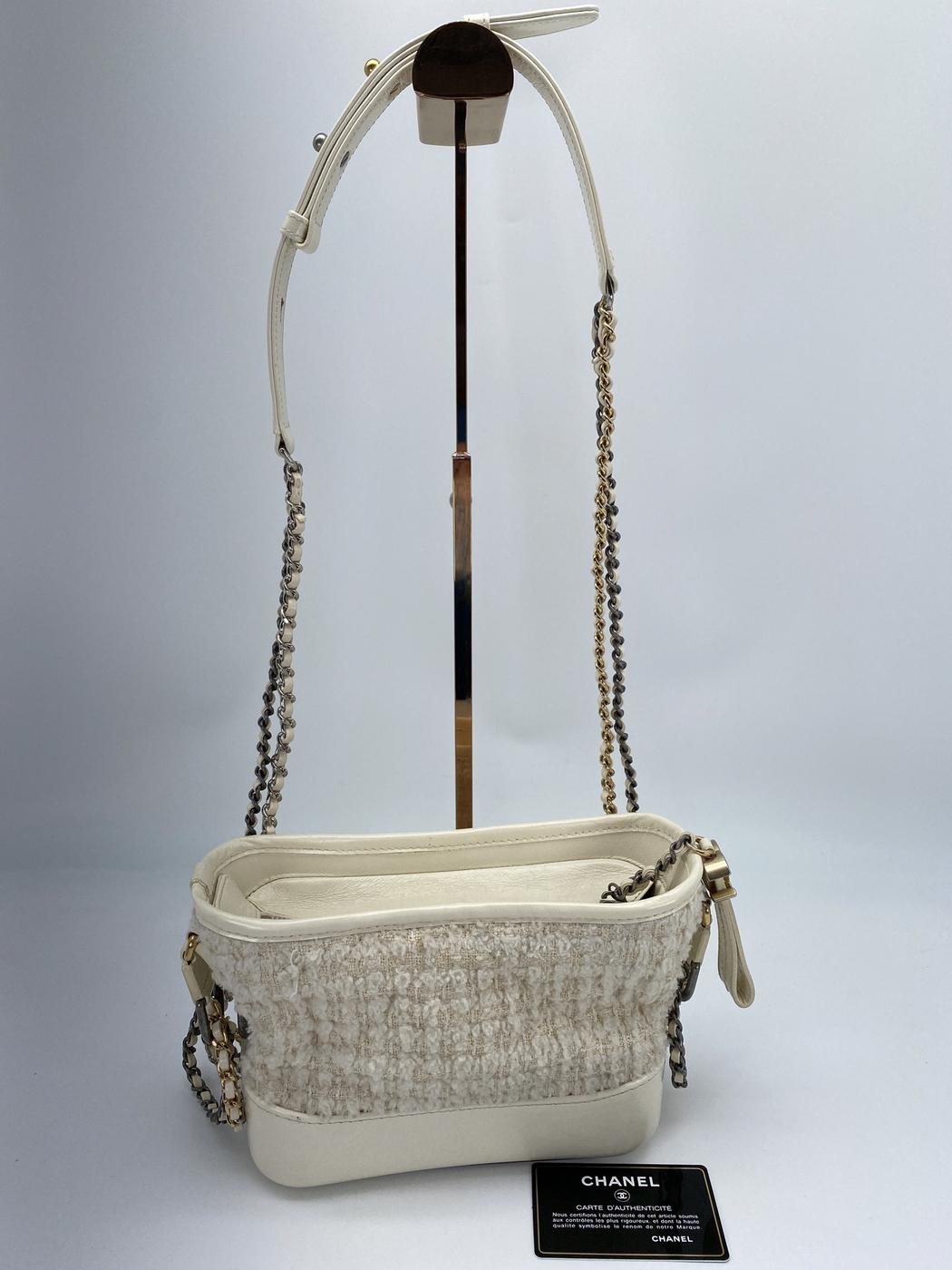 シャネル ガブリエル・ドゥ・スモールホーボーバッグ ショルダーバッグ ツイード ホワイト CHANEL A91810 管理番号：8803