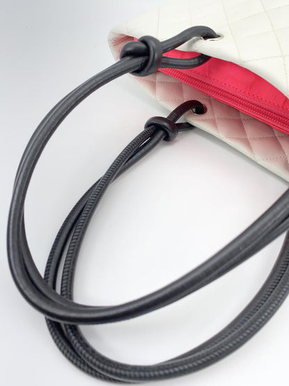 シャネル CHANEL カンボンライン ミディアムトート A25167 トートバッグ ホワイト ブラック 管理番号：8807