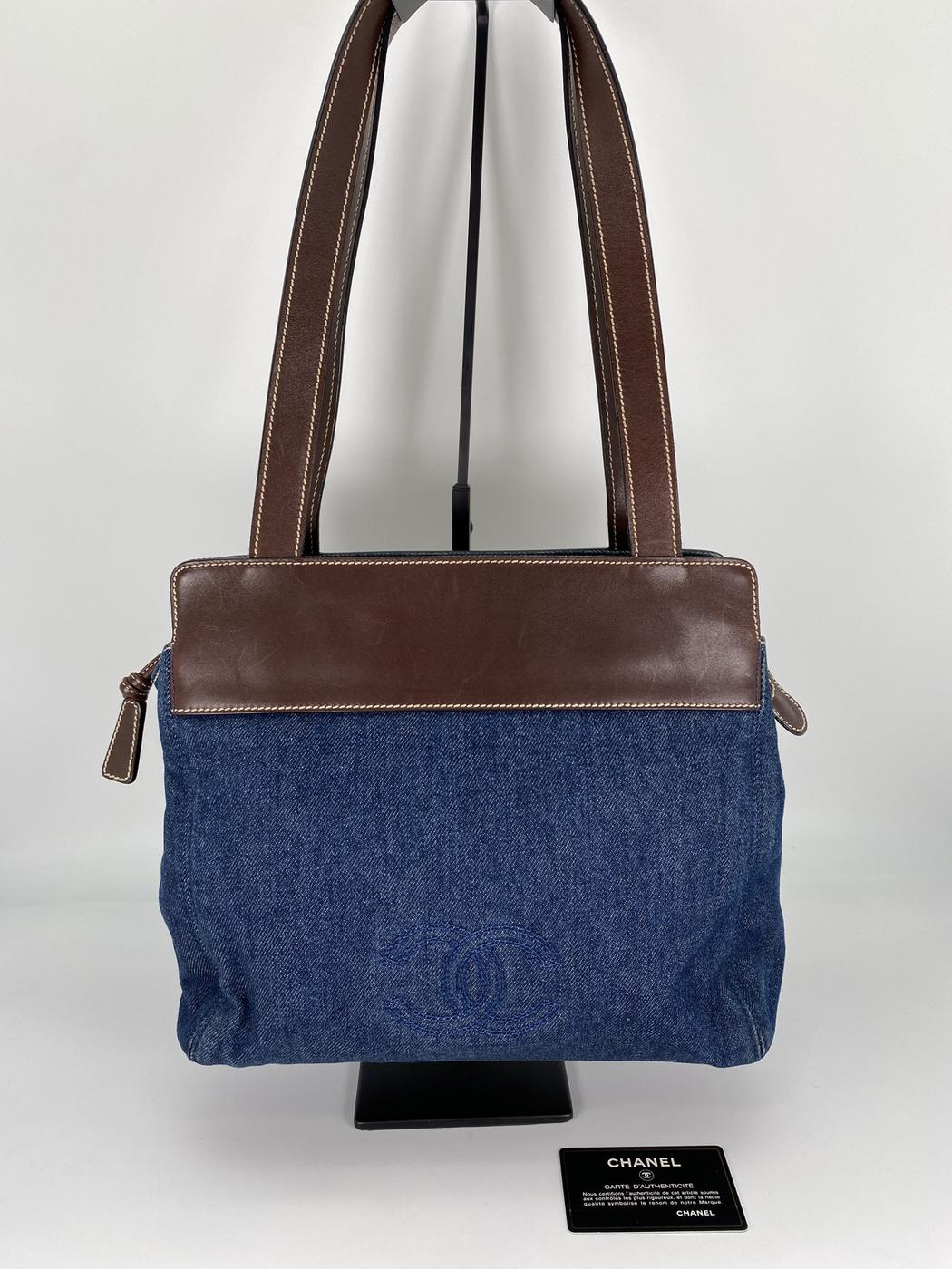 CHANEL シャネル デニム トートバッグ ブルー レザー 2000年製 シール、カード有 管理番号：9027