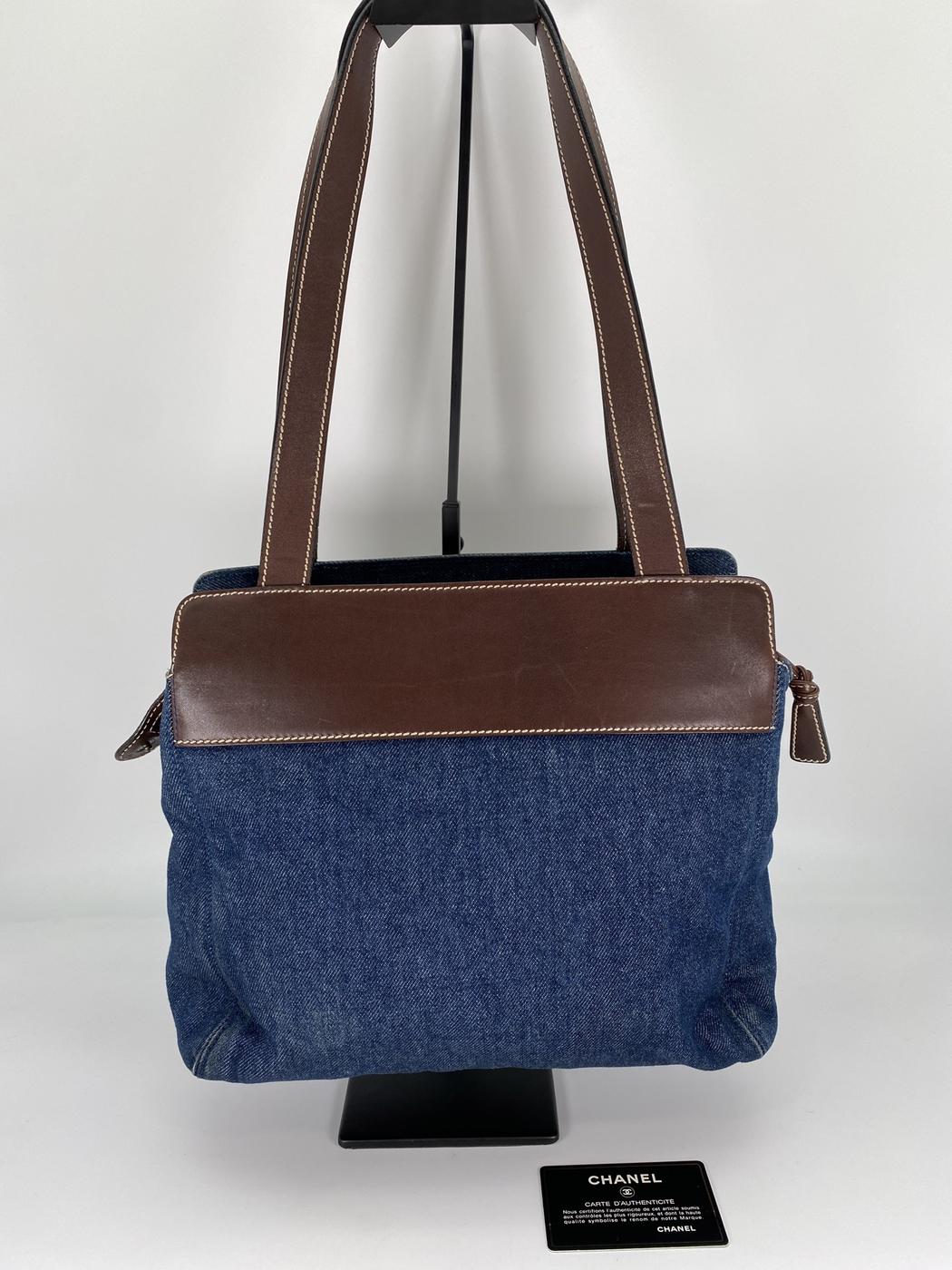 CHANEL シャネル デニム トートバッグ ブルー レザー 2000年製 シール、カード有 管理番号：9027