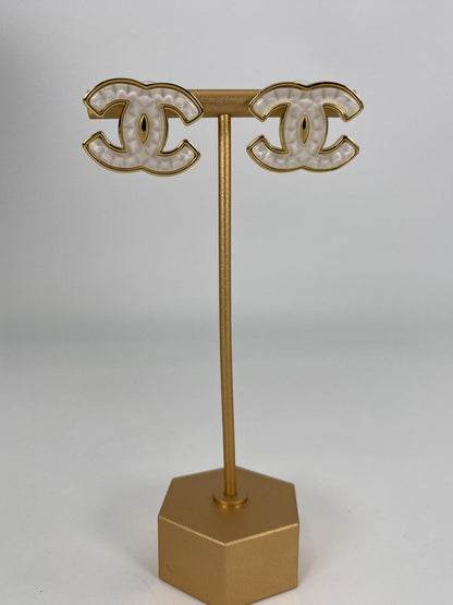 CHANEL Coco Mark Earrings A24A Women's Plastic Gold Clear Star 2024 Item Number: 9037