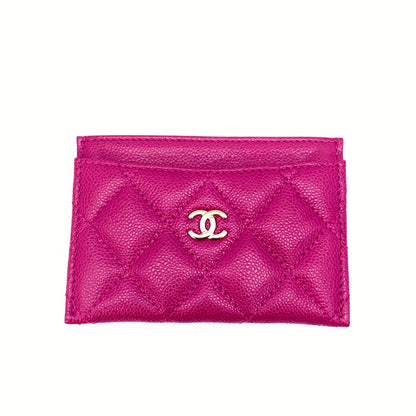 CHANEL Card Case, Pass Case, Business Card Holder, Caviar Leather, Matelasse, Pink, Reference Number: 9133