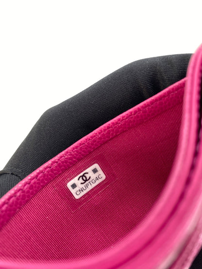 CHANEL Card Case, Pass Case, Business Card Holder, Caviar Leather, Matelasse, Pink, Reference Number: 9133