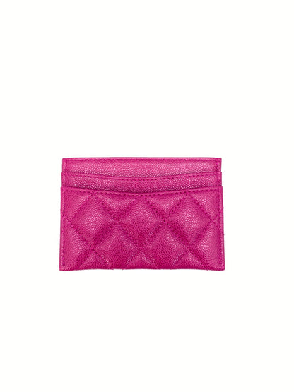 CHANEL Card Case, Pass Case, Business Card Holder, Caviar Leather, Matelasse, Pink, Reference Number: 9133