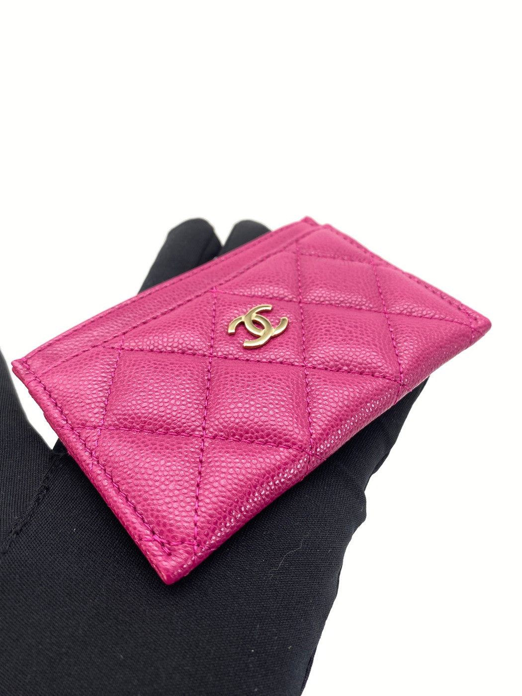 CHANEL Card Case, Pass Case, Business Card Holder, Caviar Leather, Matelasse, Pink, Reference Number: 9133