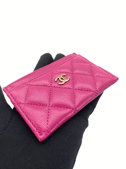 CHANEL Card Case, Pass Case, Business Card Holder, Caviar Leather, Matelasse, Pink, Reference Number: 9133