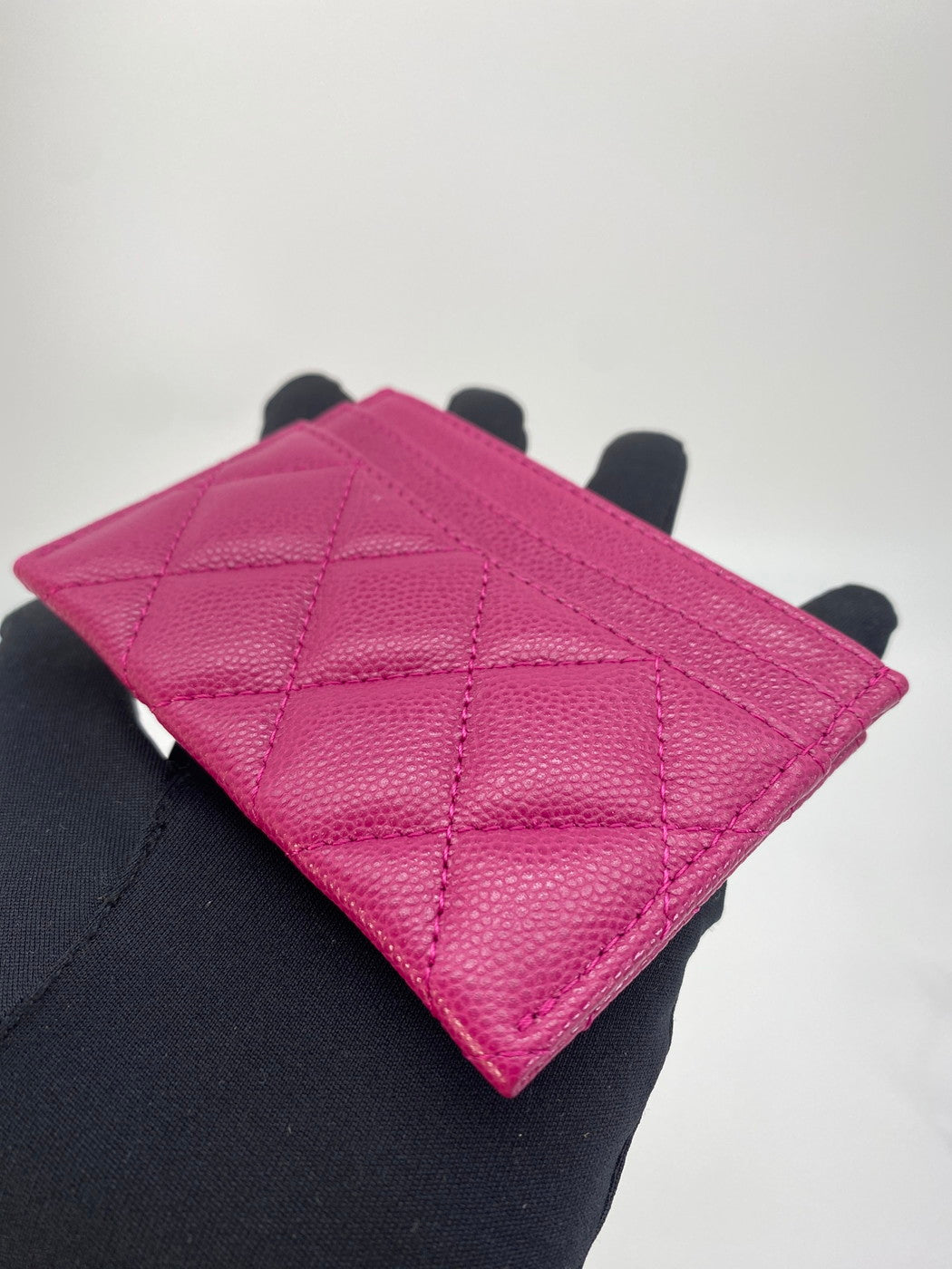 CHANEL Card Case, Pass Case, Business Card Holder, Caviar Leather, Matelasse, Pink, Reference Number: 9133