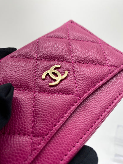 CHANEL Card Case, Pass Case, Business Card Holder, Caviar Leather, Matelasse, Pink, Reference Number: 9133