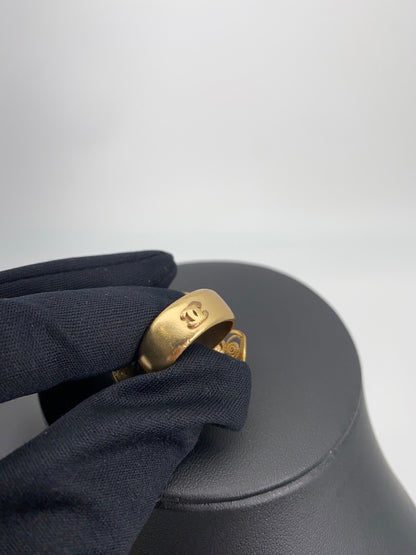 CHANEL Flower Motif Camellia Coco Mark Stone Ring, Size 11, Gold, with Comments, Reference Number: 9137