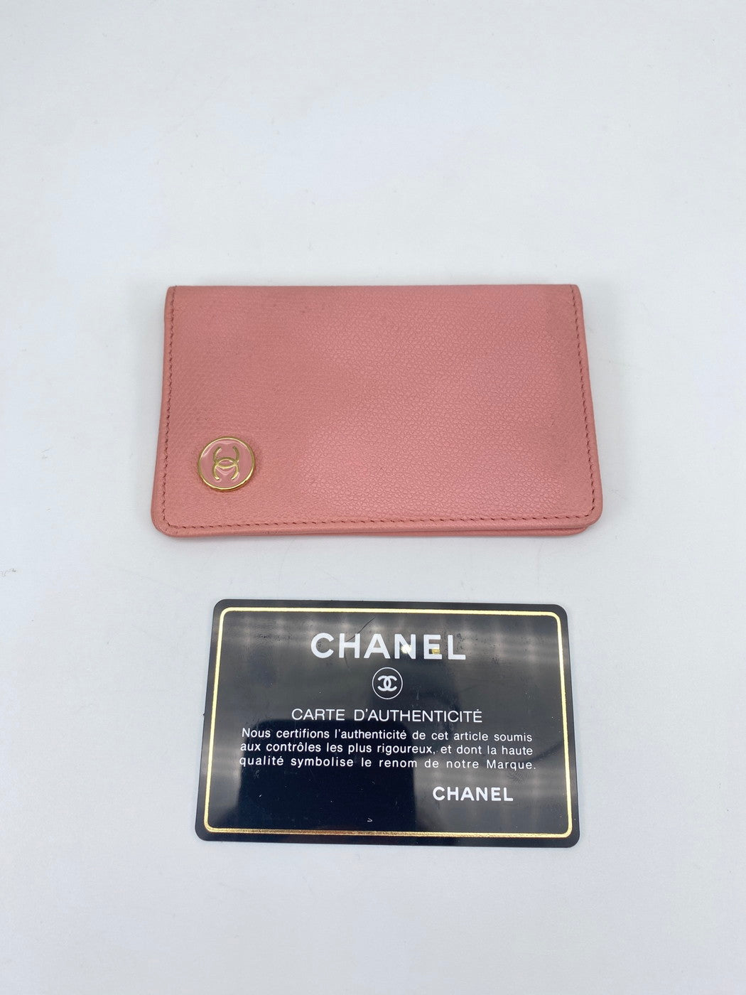 CHANEL Card Case A20910 Coco Button Pink Leather Vintage Reference Number: 9288