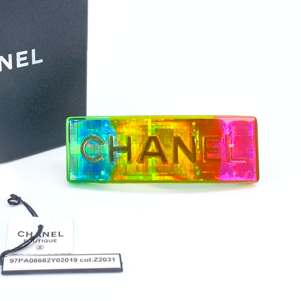 CHANEL 97A Logo Rainbow Hair Accessory Barrette, Unused, Reference Number: 9377