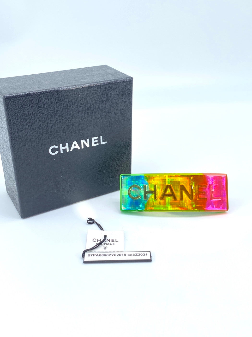 CHANEL 97A Logo Rainbow Hair Accessory Barrette, Unused, Reference Number: 9377
