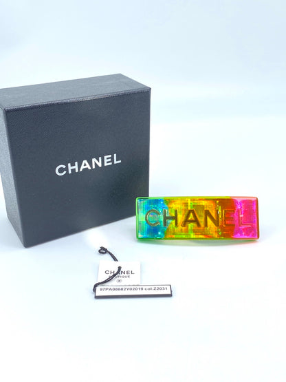 CHANEL 97A Logo Rainbow Hair Accessory Barrette, Unused, Reference Number: 9377