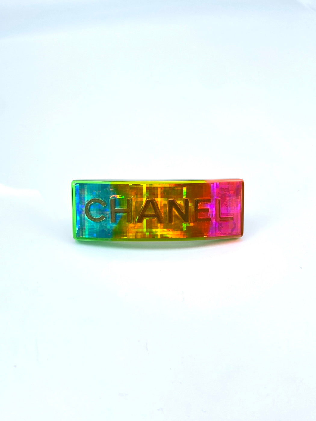 CHANEL 97A Logo Rainbow Hair Accessory Barrette, Unused, Reference Number: 9377