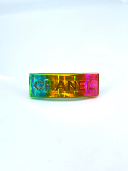 CHANEL 97A Logo Rainbow Hair Accessory Barrette, Unused, Reference Number: 9377