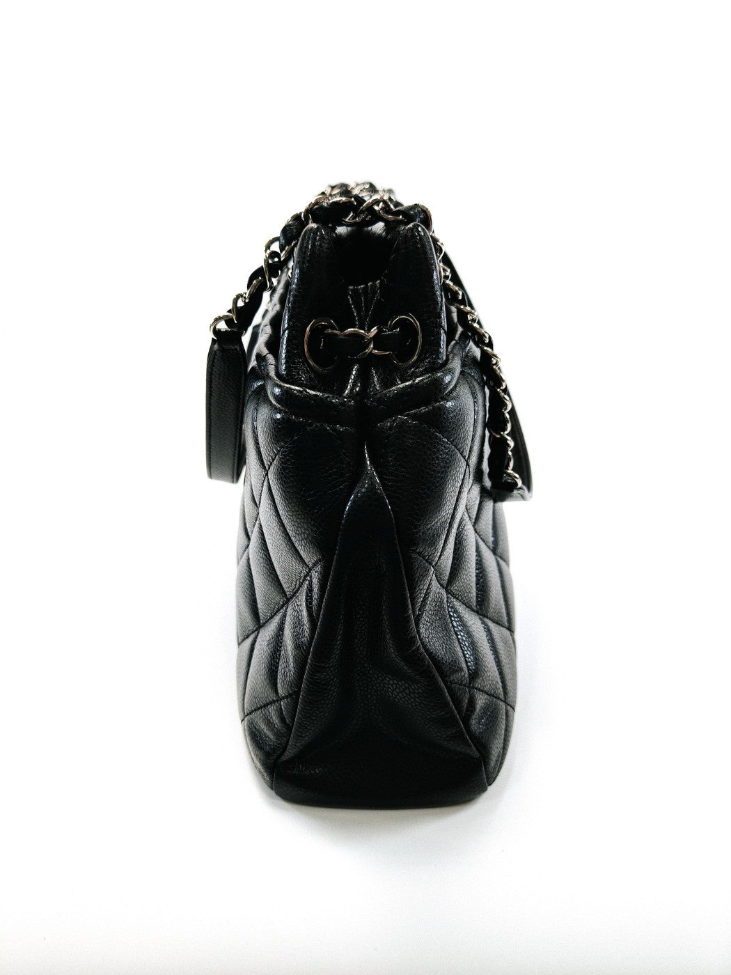 CHANEL シャネル マトラッセ ココマーク トートバッグ チェーンショルダー キャビアスキン 黒 シルバー金具  管理番号：9702