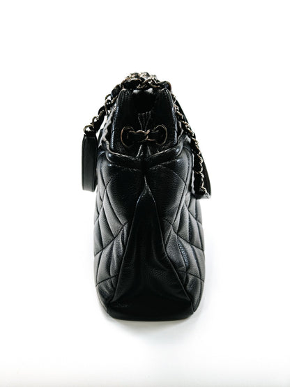 CHANEL シャネル マトラッセ ココマーク トートバッグ チェーンショルダー キャビアスキン 黒 シルバー金具  管理番号：9702
