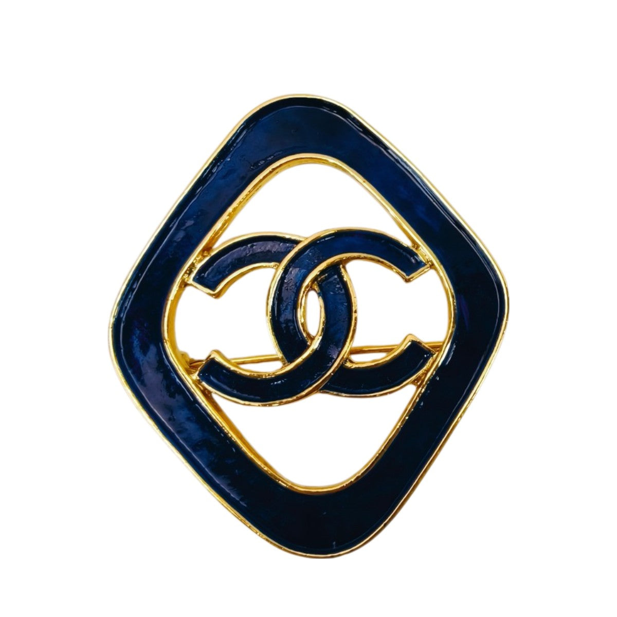 CHANEL Coco Mark Blue x Gold Brooch 93C Pin Brooch Reference Number: 9733