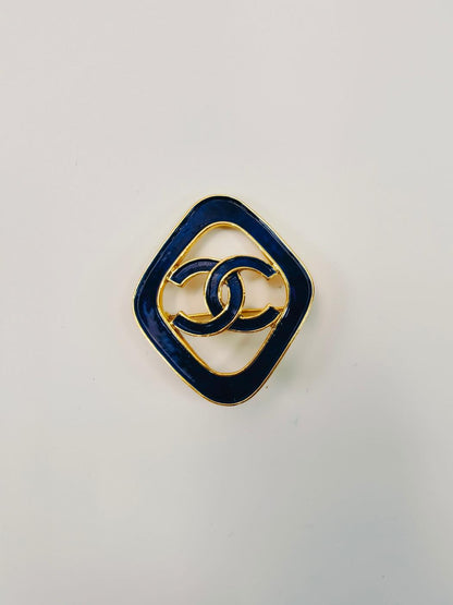 CHANEL Coco Mark Blue x Gold Brooch 93C Pin Brooch Reference Number: 9733