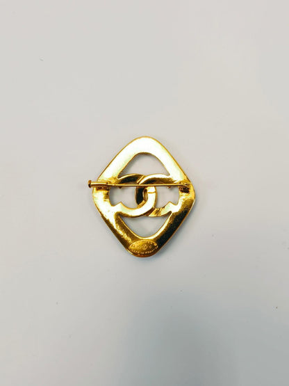 CHANEL Coco Mark Blue x Gold Brooch 93C Pin Brooch Reference Number: 9733