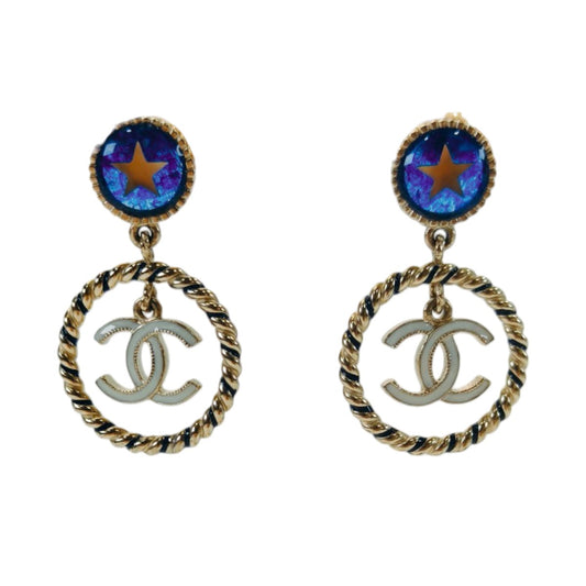 CHANEL シャネル スター ロープ サークル ココマーク ピアス ブルー ゴールド金具 A13C 管理番号：9746
