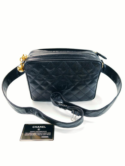 シャネル CHANEL マトラッセ ショルダーバッグ キャビアスキン ブラック ゴールド金具 管理番号：9761