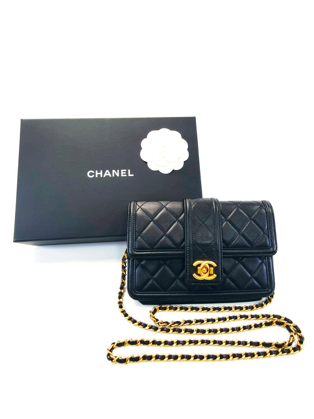香奈儿 (CHANEL) 野性缝线链条钱包单肩包 黑色 控制编号：9776