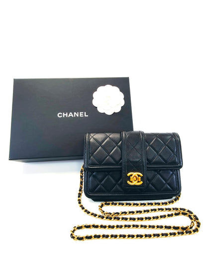 香奈儿 (CHANEL) 野性缝线链条钱包单肩包 黑色 控制编号：9776