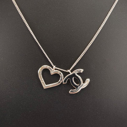 CHANEL Coco Mark Heart Motif Necklace in Silver, Reference Number: 9814