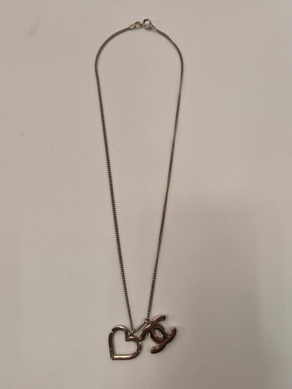 CHANEL Coco Mark Heart Motif Necklace in Silver, Reference Number: 9814