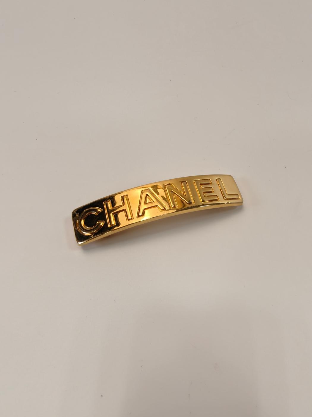 CHANEL シャネル ロゴ バレッタ ヘアアクセサリー 髪留め ゴールド 管理番号：9826