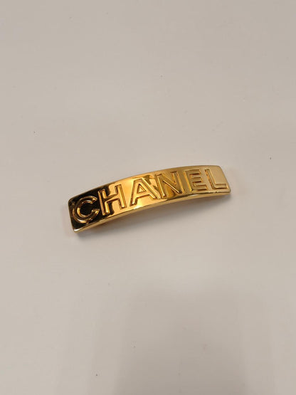 CHANEL シャネル ロゴ バレッタ ヘアアクセサリー 髪留め ゴールド 管理番号：9826