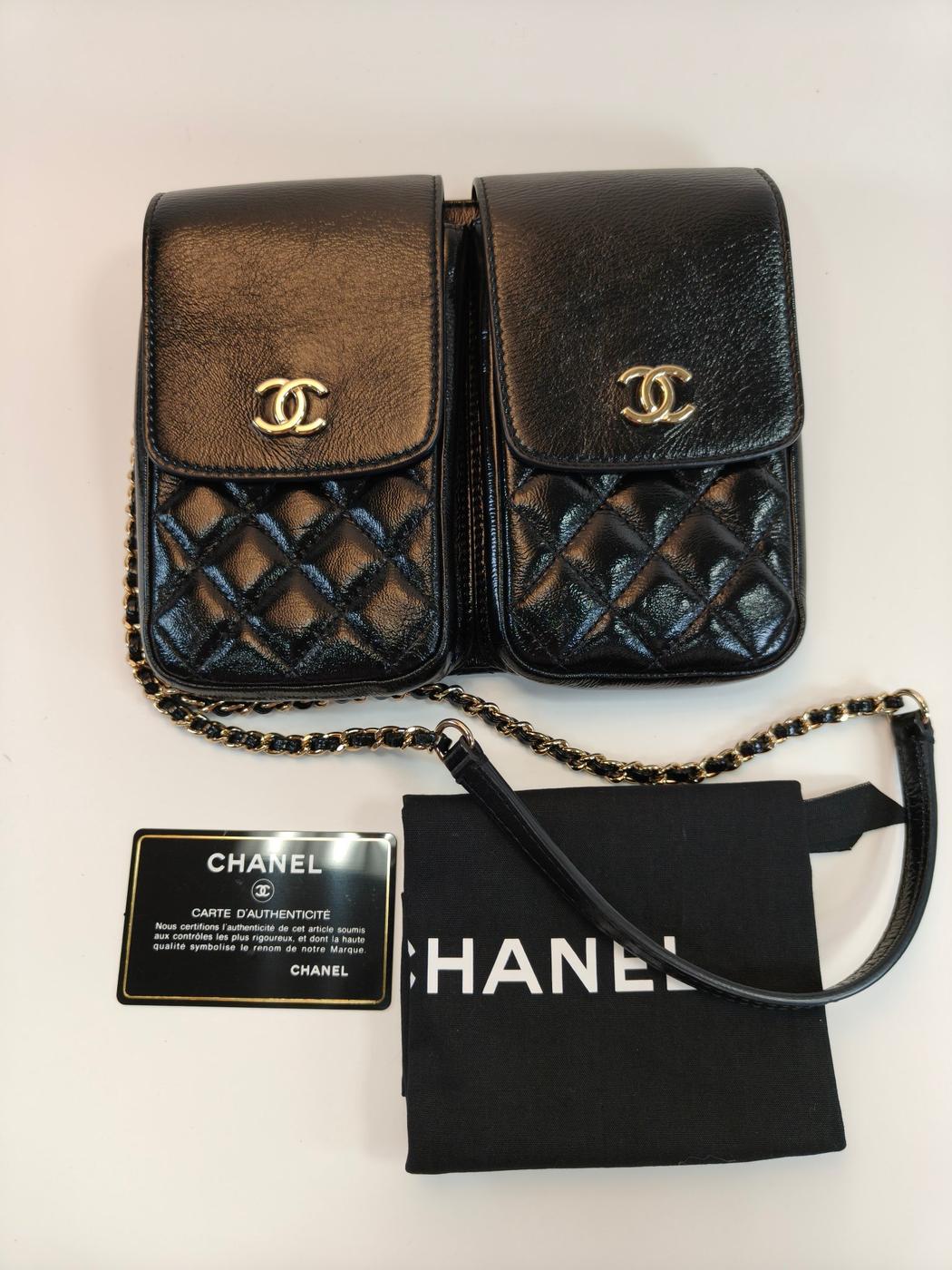 香奈儿 (CHANEL) 鱼子酱纹皮革绗缝肩背包，黑色。货号：9856
