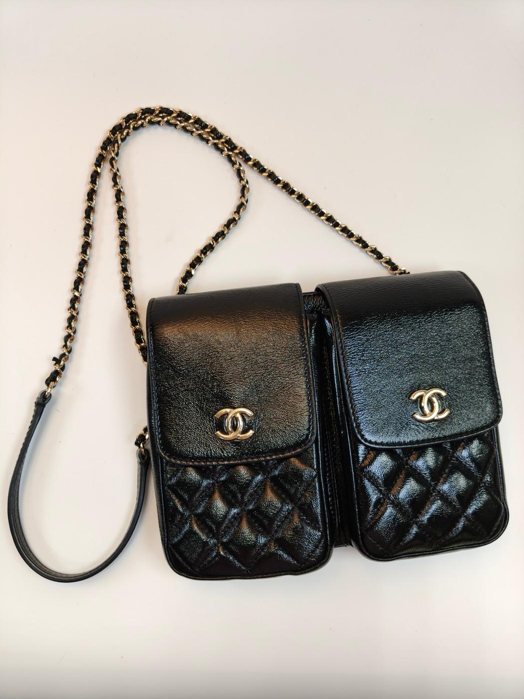 香奈儿 (CHANEL) 鱼子酱纹皮革绗缝肩背包，黑色。货号：9856