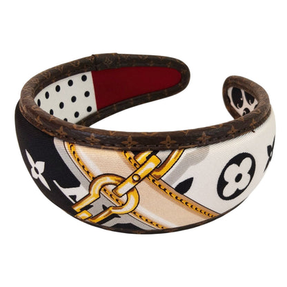 Louis Vuitton ルイ ヴィトン ヘアバンド・ビーマインド フル シルク カチューシャ ヘアバンド ヘアアクセサリー 白×黒 管理番号：10459