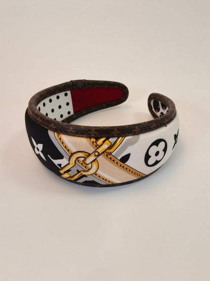 Louis Vuitton ルイ ヴィトン ヘアバンド・ビーマインド フル シルク カチューシャ ヘアバンド ヘアアクセサリー 白×黒 管理番号：10459