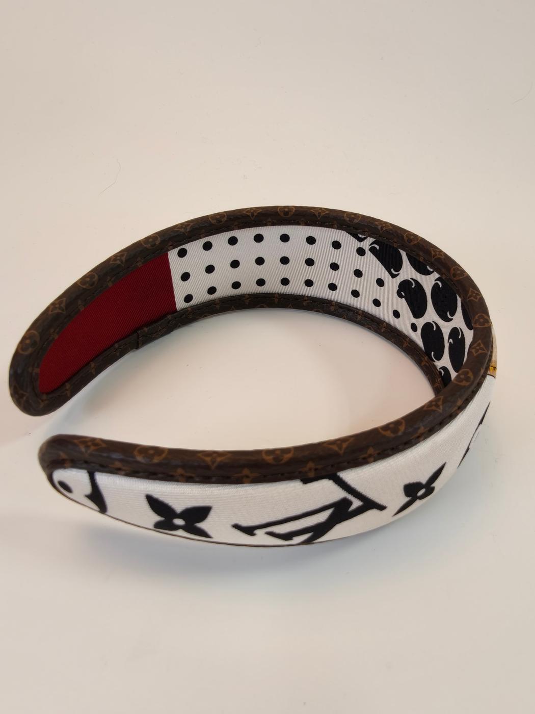 Louis Vuitton ルイ ヴィトン ヘアバンド・ビーマインド フル シルク カチューシャ ヘアバンド ヘアアクセサリー 白×黒 管理番号：10459