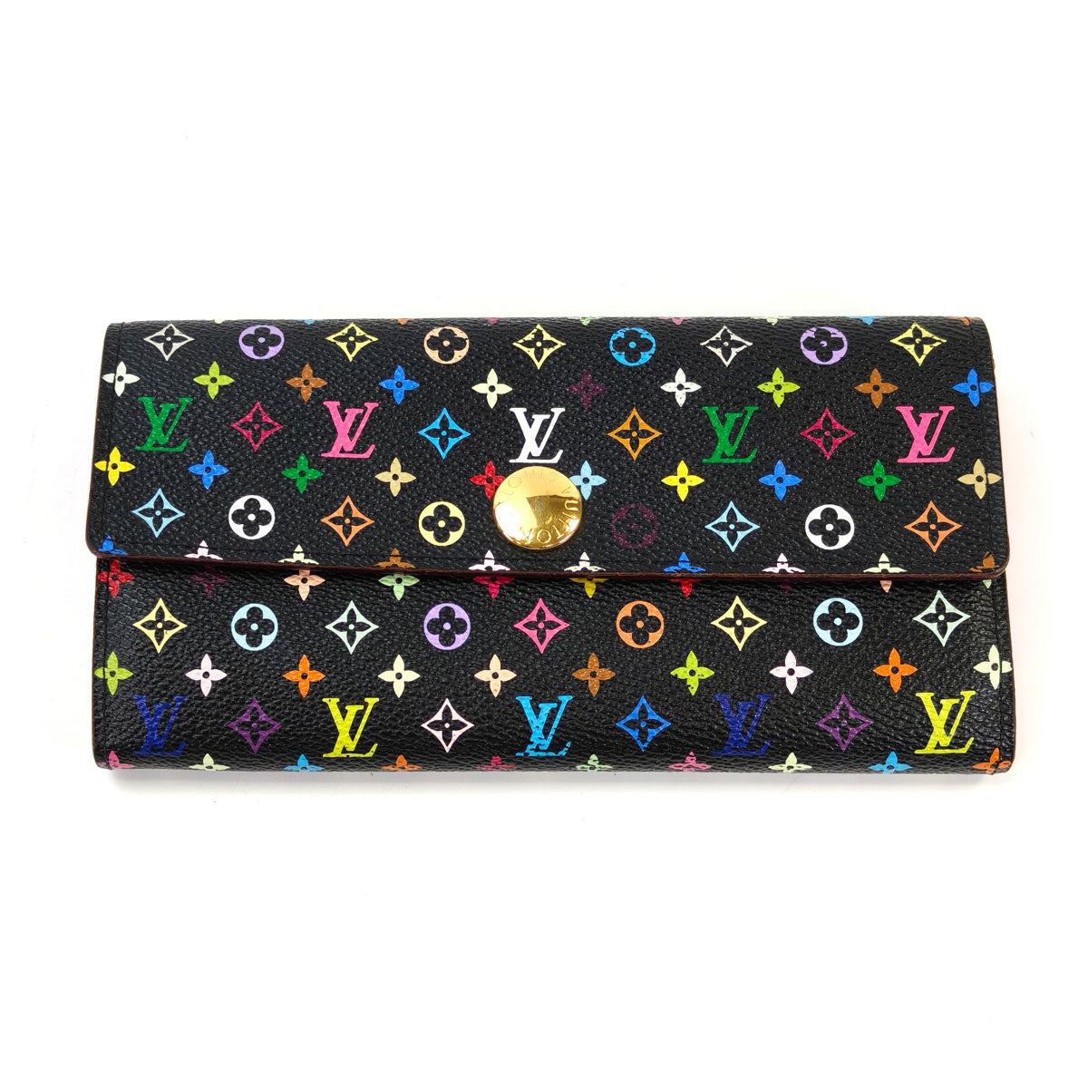 LOUIS VUITTON ルイヴィトン モノグラム マルチカラー ポルトフォイユサラ 長財布 ブラック×ピンク 管理番号：10847