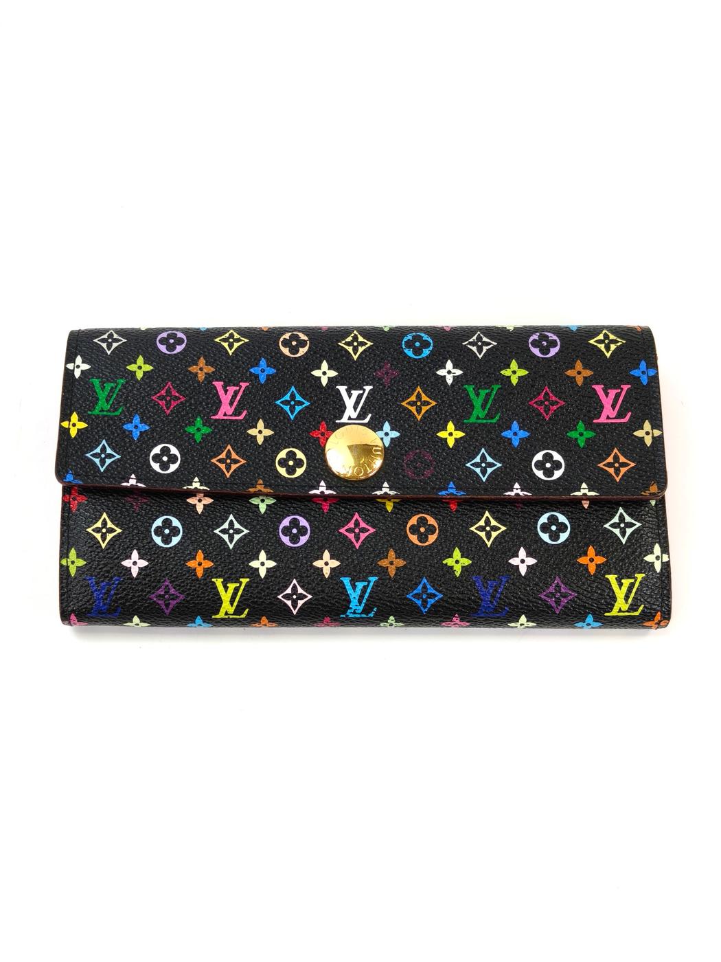 LOUIS VUITTON ルイヴィトン モノグラム マルチカラー ポルトフォイユサラ 長財布 ブラック×ピンク 管理番号：10847
