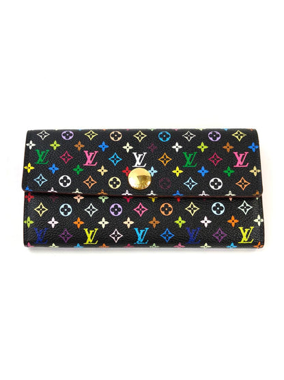 LOUIS VUITTON ルイヴィトン モノグラム マルチカラー ポルトフォイユサラ 長財布 ブラック×ピンク 管理番号：10847